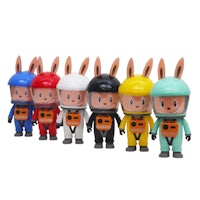 a group of bunny toys in different colors