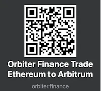 a qr code with the words orbiter finance trade ethereum to arithm