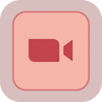 a video camera icon on a pink square