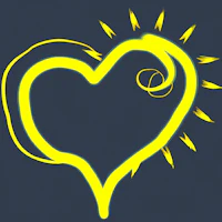 a yellow heart drawn on a dark background