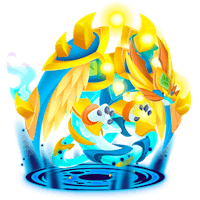 a blue and yellow dragon on a blue background