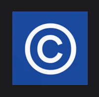 the copyright logo on a blue background