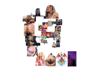 a collage of pictures of a woman in a bikini