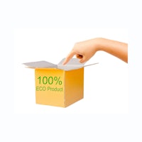 a hand pointing to a box that says 100 % eco product