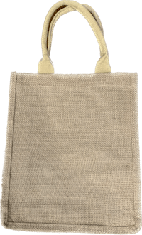 a beige jute shopping bag on a black background