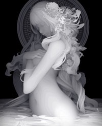 a 3d image of a woman with flowers in her hair