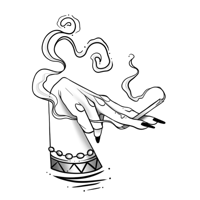 a black and white drawing of a bird in a cup