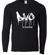 a black long - sleeve t - shirt with the word'customize'on it