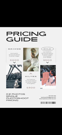 a price guide with a picture of a man and a woman