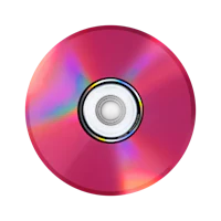 a pink cd is shown on a black background