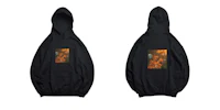 a black hoodie with a painting on it