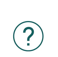 a question mark in a circle on a white background