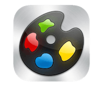 a colorful paint palette icon on a silver screen