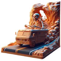 a model of a truck with skeletons on it