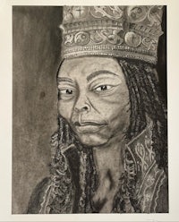 a drawing of a woman with a crown on her head