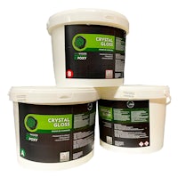 three buckets of crystal gloss
