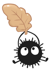 a black mushroom with a leaf in its mouth