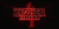 the logo for stranger things 4 is shown on a black background