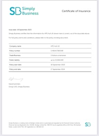 simply sd business insurance certificate template