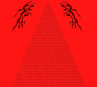 a red triangle with two snakes on it