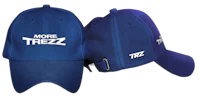 a blue hat with the word more trezz on it
