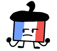 a cartoon character with the flag of france on his head